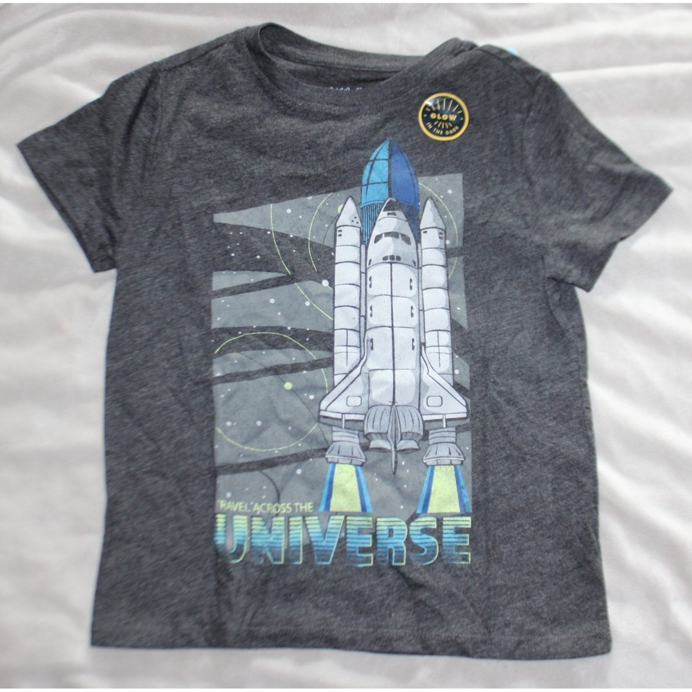 Cat & Jack black Universe  Graphic Boys T-Shirt XS 4/5